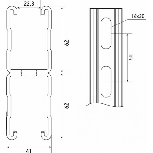 Профиль монтажный ПсМ 2 41x62x2,5 (3,0)